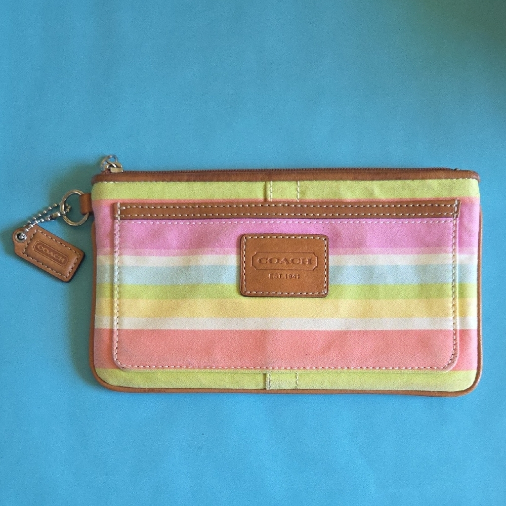 Coach Multicolor Striped Wristlet